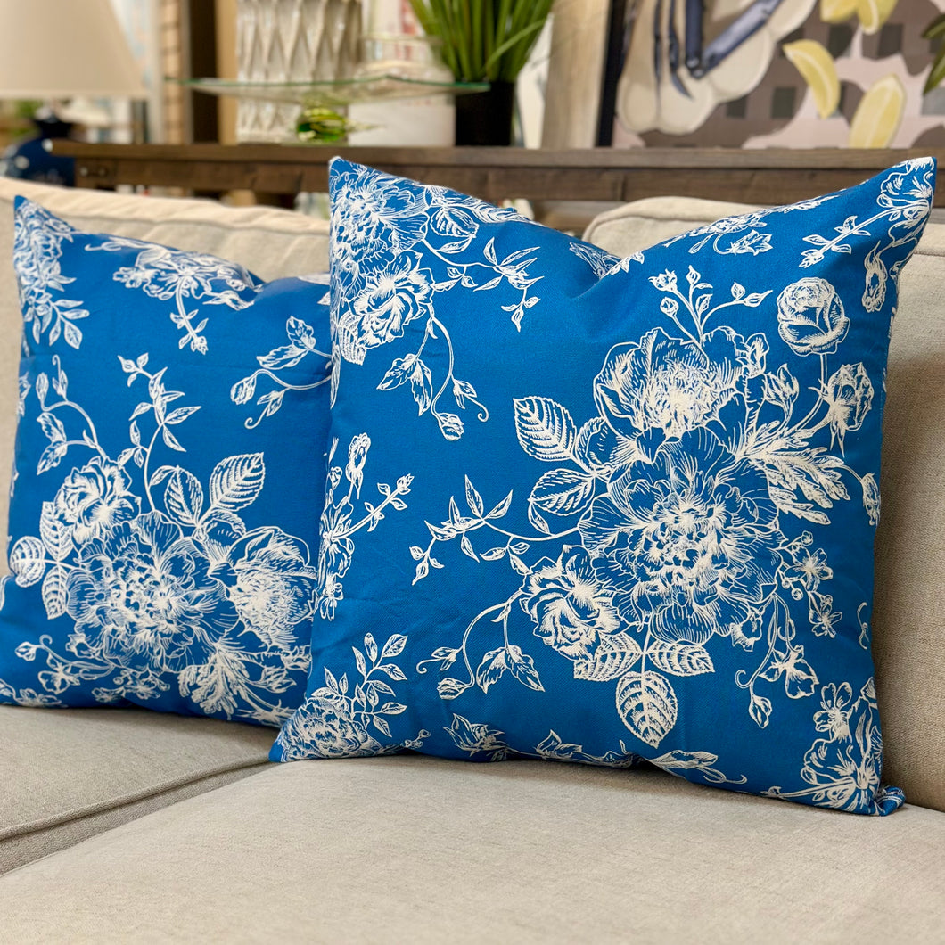 Blue Floral Down Pillow