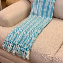 Load image into Gallery viewer, Aqua/White Throw
