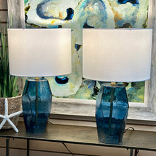 Load image into Gallery viewer, Blue Geometric Glass Lamp
