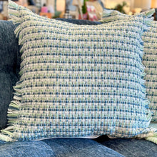 Load image into Gallery viewer, Aqua/Blue Down Checked Pillow
