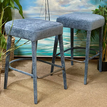 Load image into Gallery viewer, Blue Upholstered Counter Stool
