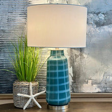 Load image into Gallery viewer, Blue Checkered Glass Lamp
