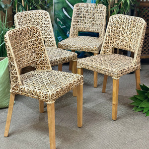 Wood & Rattan Dining Chair
