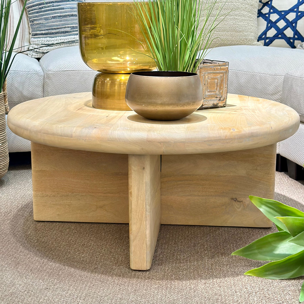 Round Mango Wood Coffee Table