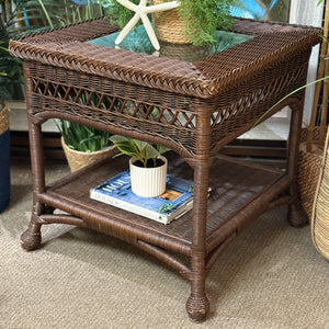 Brown Wicker Side Table
