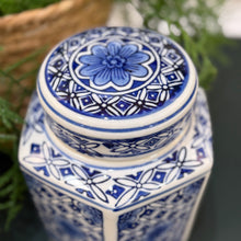 Load image into Gallery viewer, Blue/White Hexagon Jar
