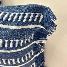 Load image into Gallery viewer, Blue/White Fringe Pillow
