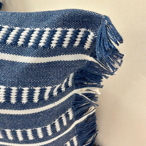 Blue/White Fringe Pillow