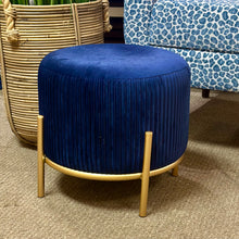 Load image into Gallery viewer, Navy/Gold Ottoman
