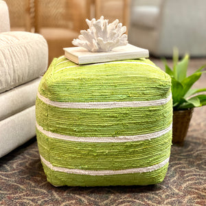 Green & White Pouf