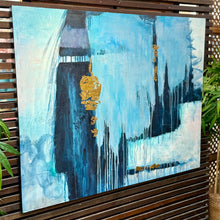 Load image into Gallery viewer, Blue &amp; Gold Hand Embellished Canvas
