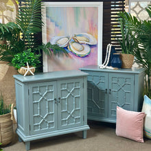 Load image into Gallery viewer, Powder Blue Fretwork Cabinet
