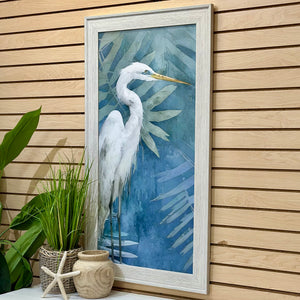 Egret W/Blue Leaves I