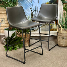Load image into Gallery viewer, Set/2 Dark Grey Counter Stools
