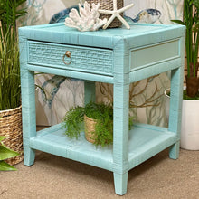 Load image into Gallery viewer, Aqua Rattan Nightstand
