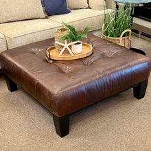 Load image into Gallery viewer, PB Sq. Mocha Leather Ottoman
