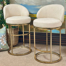 Load image into Gallery viewer, Set/2 Ivory/Gold Counter Stools
