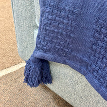 Load image into Gallery viewer, Navy Throw w/ Tassels
