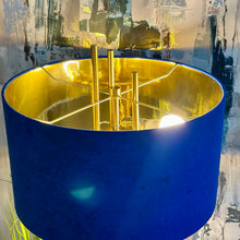 Load image into Gallery viewer, Gold Lamp W/Blue Shade

