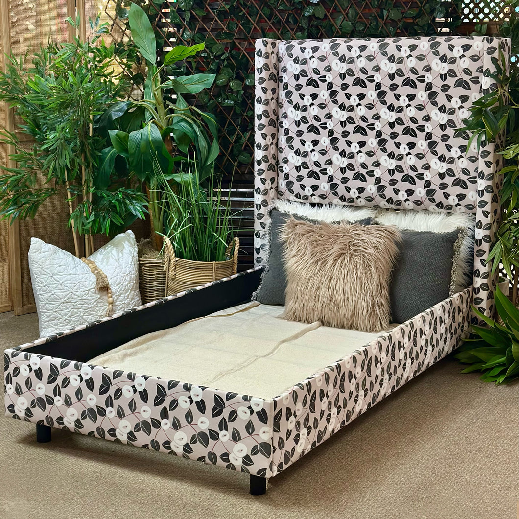 Twin Floral Upholstered Bed