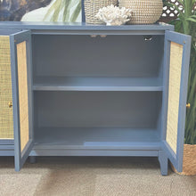 Load image into Gallery viewer, Blue &amp; Raffia 4DR Cabinet
