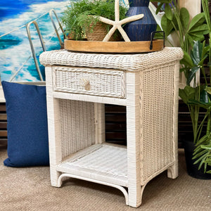 White Wicker Nightstand