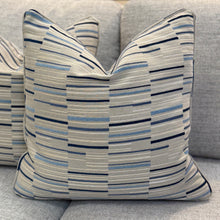 Load image into Gallery viewer, Navy/Aqua Feather Filled Pillow
