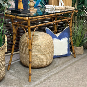 Bamboo Look Glass Top Console