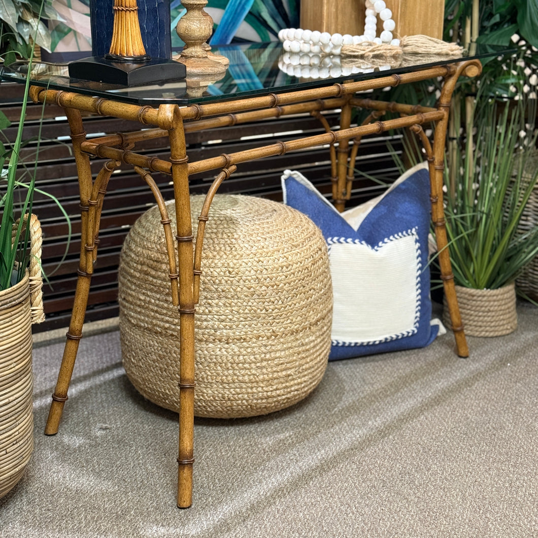 Bamboo Look Glass Top Console