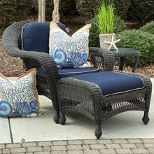 Load image into Gallery viewer, Wicker Navy Chair &amp; Otto
