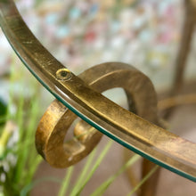 Load image into Gallery viewer, Round Brass/Glass Side Table
