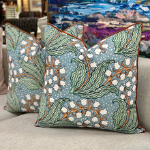 Load image into Gallery viewer, Blue Flower Vine Down Pillow
