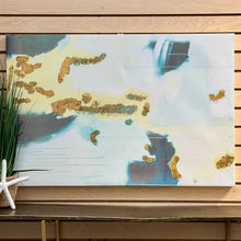 Load image into Gallery viewer, Teal/Gold Canvas Abstract
