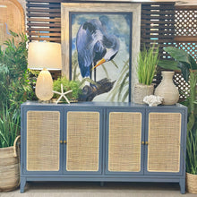 Load image into Gallery viewer, Blue &amp; Raffia 4DR Cabinet
