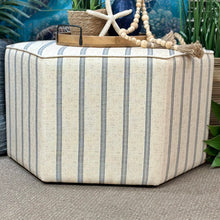 Load image into Gallery viewer, Blue Striped Ottoman
