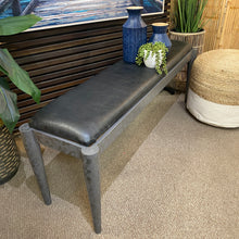 Load image into Gallery viewer, Black &amp; Grey Leather Bench
