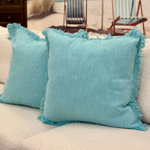 Load image into Gallery viewer, Aqua Fringe Pillow

