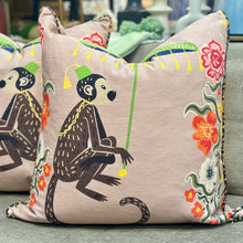 Load image into Gallery viewer, Blush Monkey W/Umbrella Down Pillow
