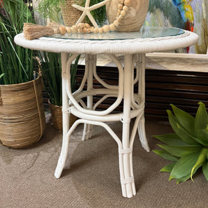 White Wicker Side Table