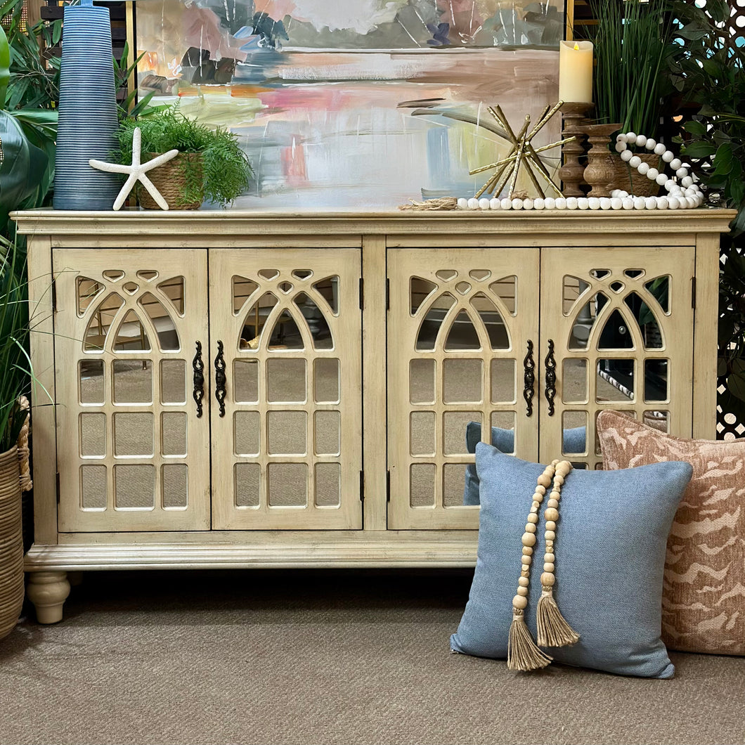Beige 4DR Mirrored Cabinet