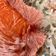 Load image into Gallery viewer, Orange Velvet Fringe Pillow
