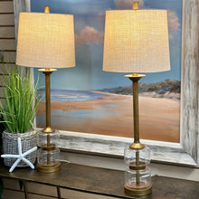 Load image into Gallery viewer, Brushed Gold Glass Lamp
