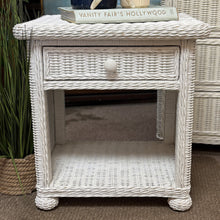 Load image into Gallery viewer, White Wicker Nightstand
