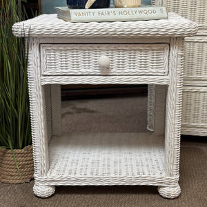 White Wicker Nightstand