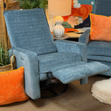 Load image into Gallery viewer, Blue Power Swivel Gliding Recliner
