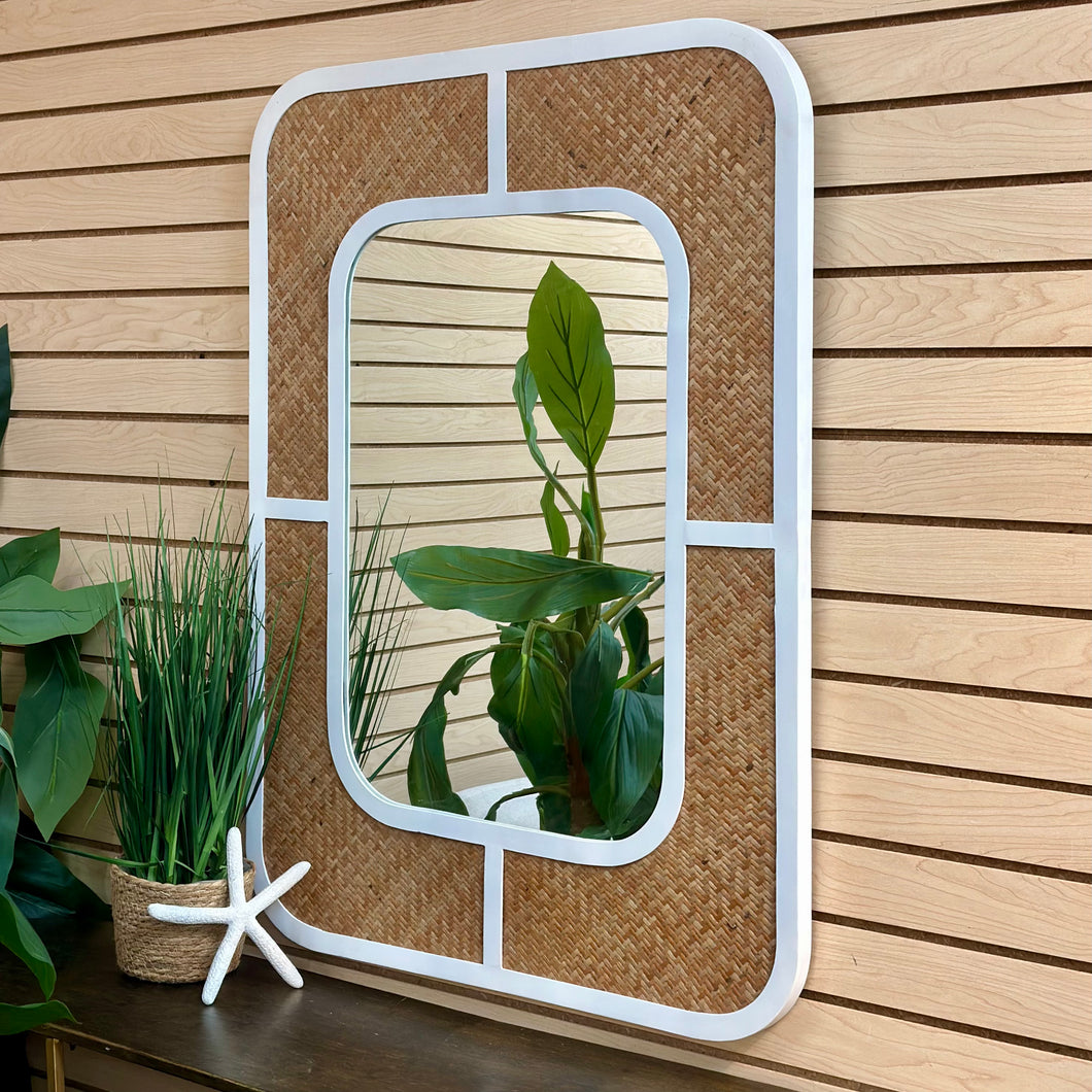 White Iron & Cane Mirror