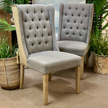 Load image into Gallery viewer, Grey/Tan Tufted Dining Chair
