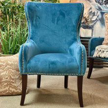 Load image into Gallery viewer, Blue Velvet Tufted Back Chair
