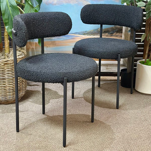 Black Boucle Dining Chair