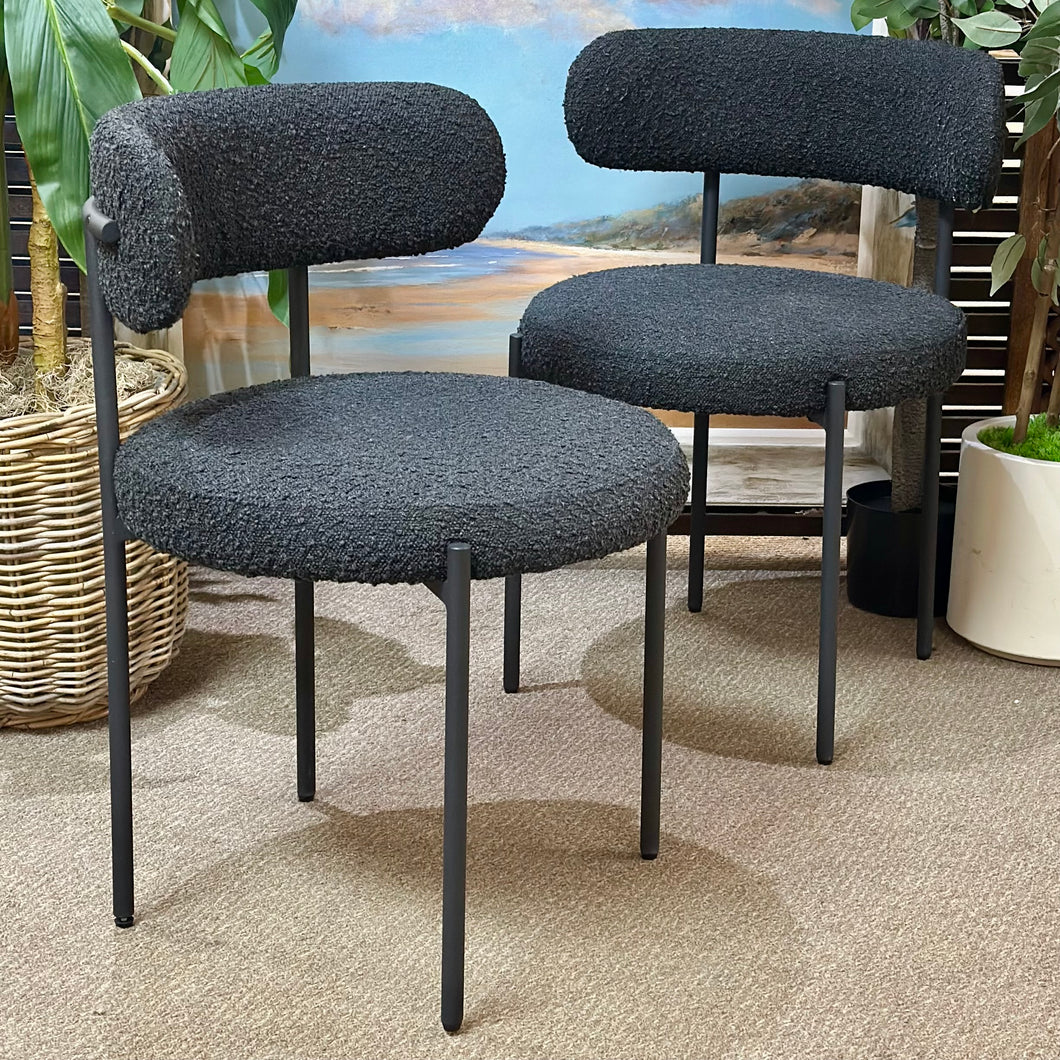 Black Boucle Dining Chair
